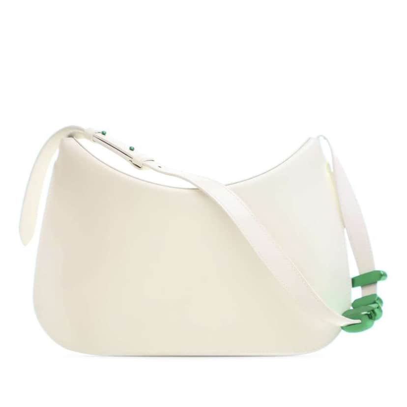 Bottega Veneta Brushed Calfskin Cradle Fold Over Shoulder Bag White Leather Good condition - Front View