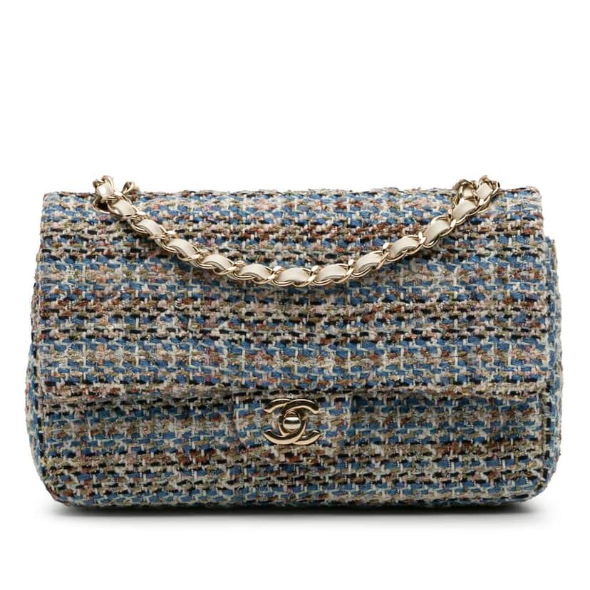 Chanel Medium Classic Multicolor Tweed Double Flap MultiColor Tweed Good condition - Front View