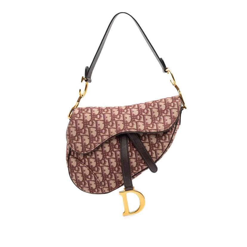 Dior Oblique Canvas Saddle Bag Red Canvas Good condition - Front View