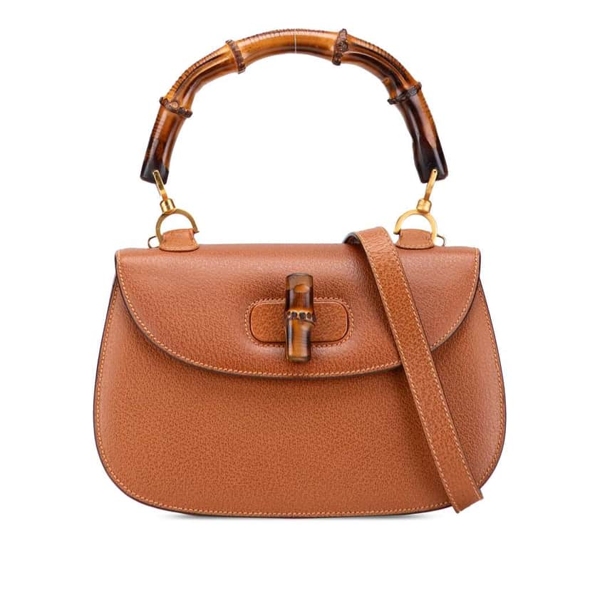 Gucci Calfskin Bamboo Night Brown Leather Good condition - Front View