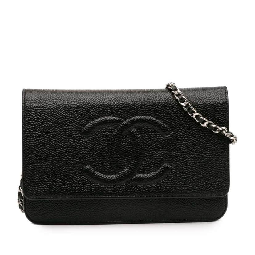 Chanel CC Caviar Wallet On Chain Black Leather Good condition - Front View