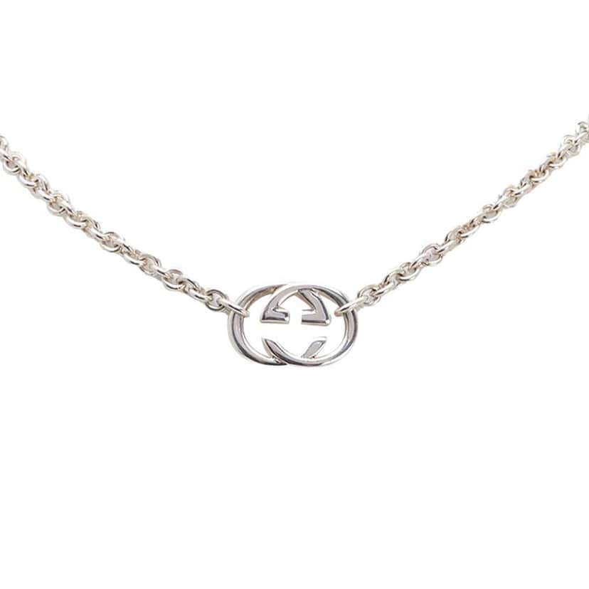 Gucci Sterling Silver Interlocking G Pendant Necklace Silver Silver Good condition - Front View