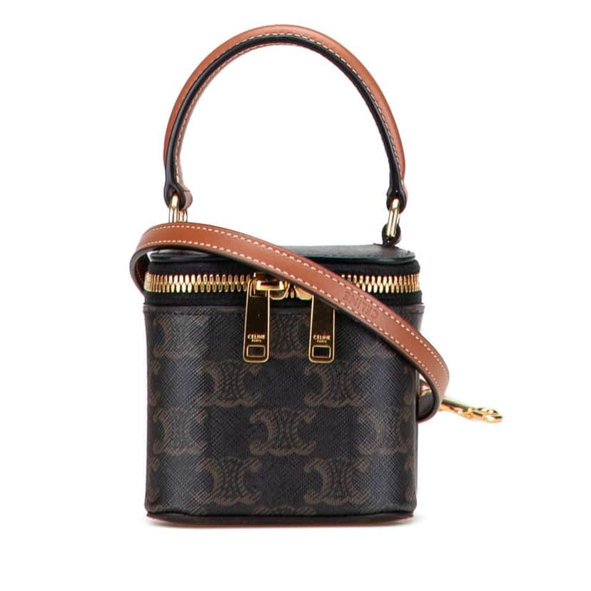 Celine Mini Triomphe Coated Canvas Vanity Case Brown Canvas Good condition - Front View