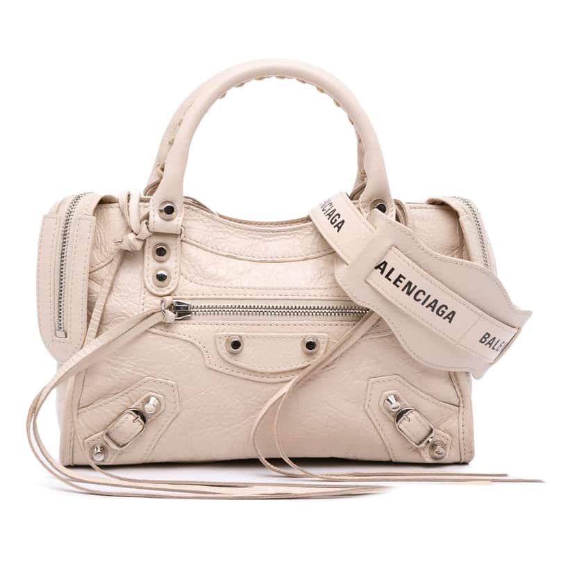 Balenciaga Mini Lambskin Motocross Classic City Satchel White Leather Good condition - Front View