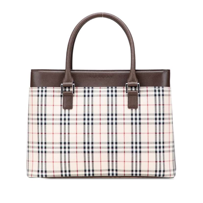 Burberry House Check Canvas Handbag Brown Canvas Good condition - Front View
