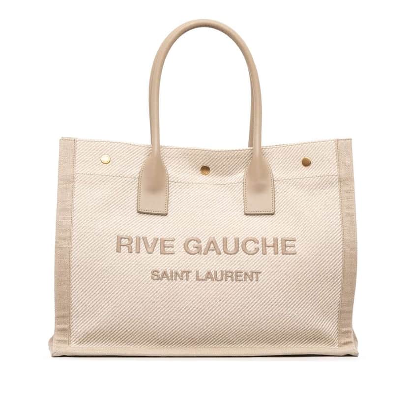 Saint Laurent Small Canvas Rive Gauche Tote Brown Canvas Good condition - Front View