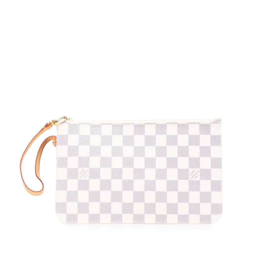 Louis Vuitton Damier Azur Neverfull MM Pouch White Canvas Good condition - Front View