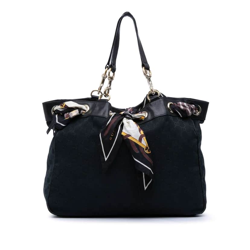 Gucci Large GG Canvas Positano Tote Black Canvas Fair condition - Front View