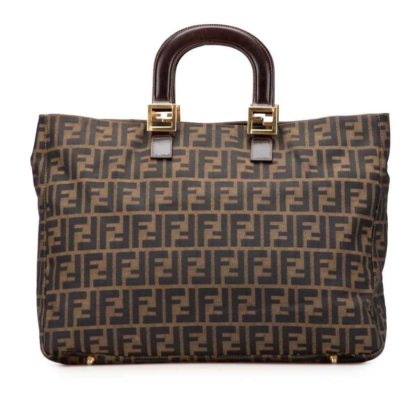 Fendi Large Zucca Canvas Twins Tote Brown Canvas Good condition - Front View