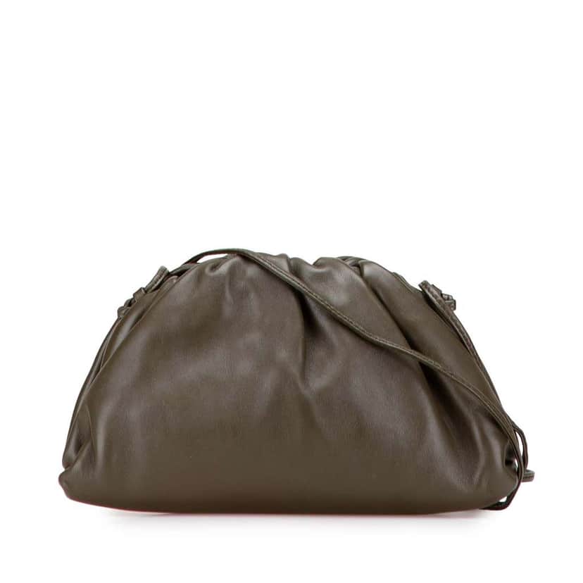 Bottega Veneta Lambskin The Mini Pouch Crossbody Brown Leather Fair condition - Front View