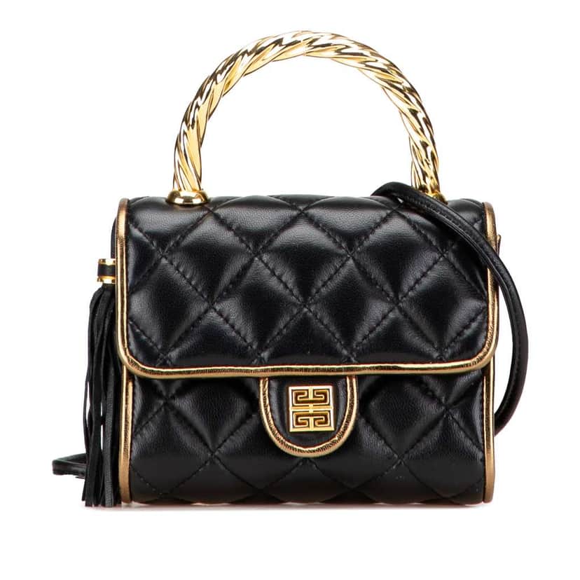 Givenchy Mini Quilted Leather Top Handle Bag Black Leather Good condition - Front View
