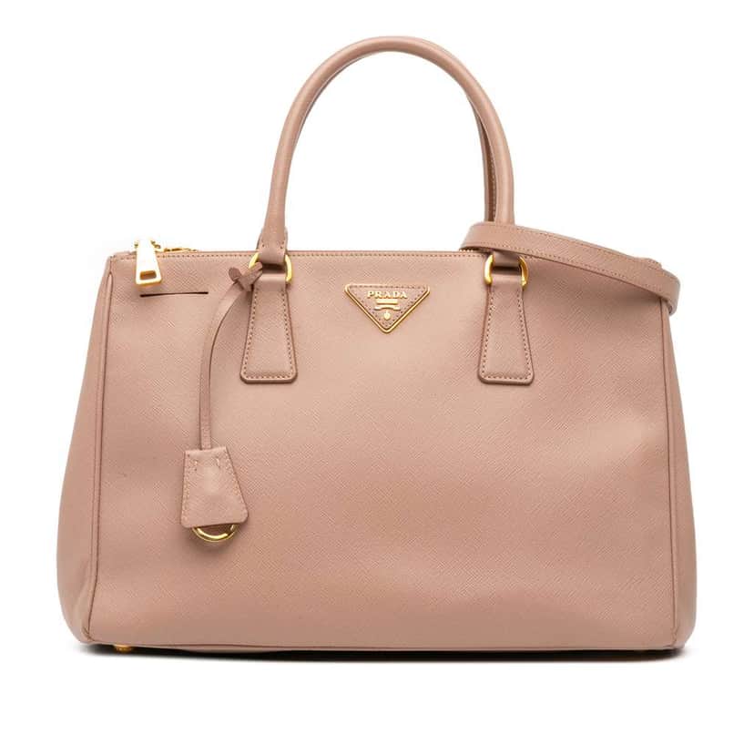 Prada Medium Saffiano Lux Galleria Double Zip Satchel Brown Leather Good condition - Front View