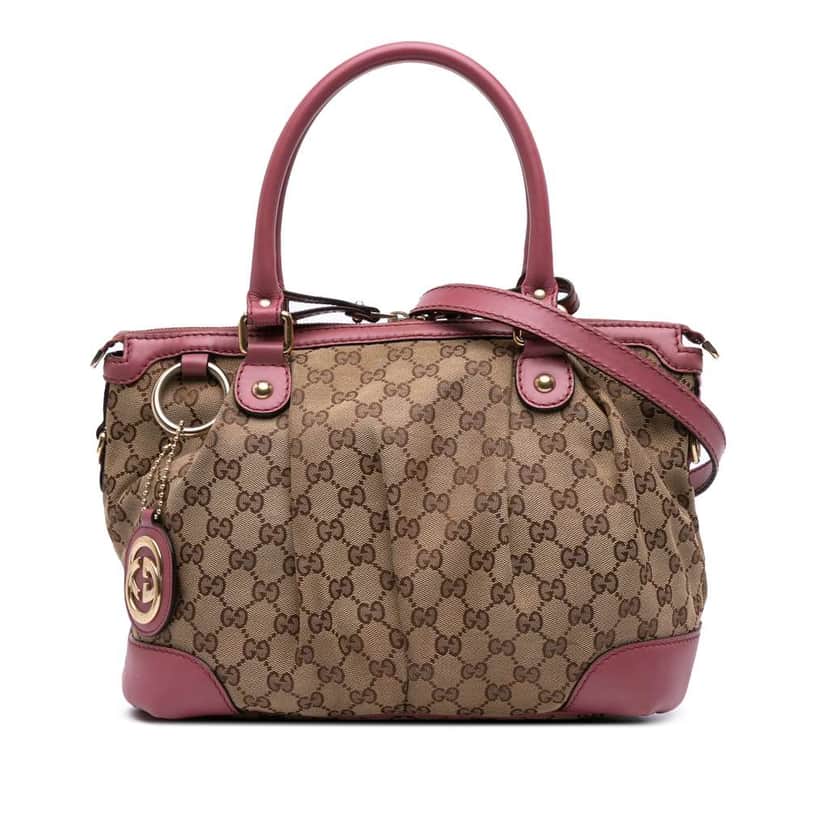 Gucci GG Canvas Sukey Satchel Brown Canvas Good condition - Front View
