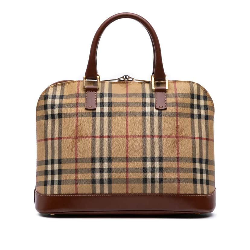 Burberry Haymarket Check Coated Canvas Handbag Brown Canvas Good condition - Front View
