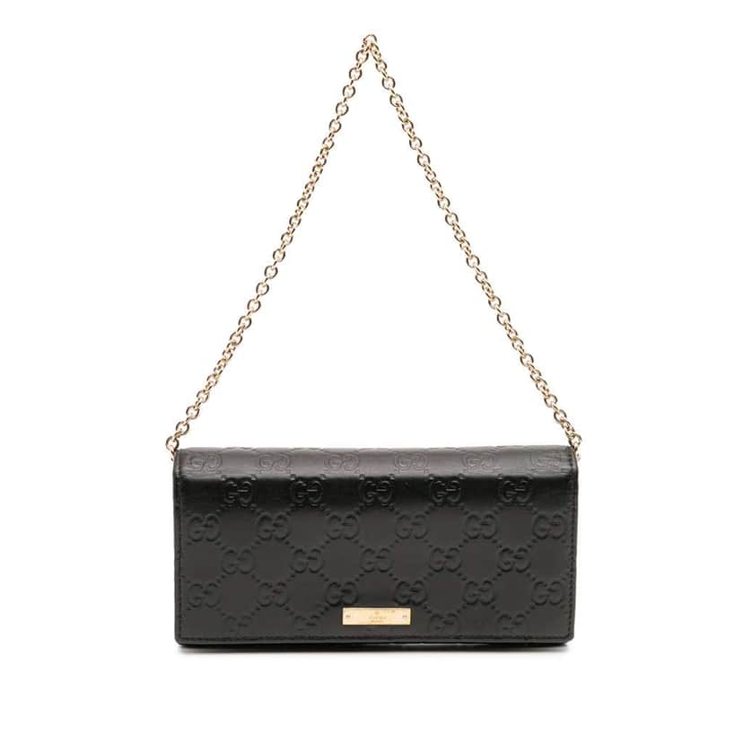 Gucci Guccissima Wallet on Chain Black Leather Good condition - Front View