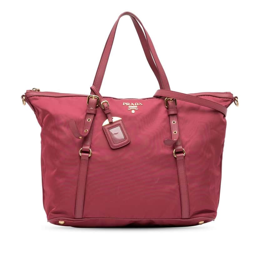 Prada Saffiano Trimmed Tessuto Satchel Pink Good condition - Front View