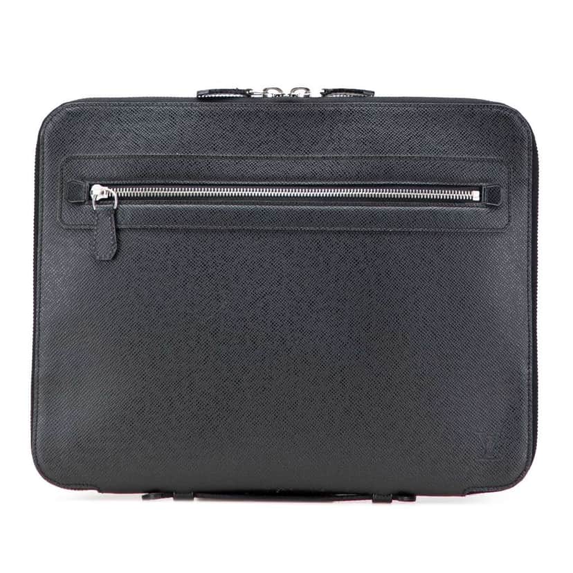 Louis Vuitton Taiga Vladimir Portfolio Black Leather Good condition - Front View