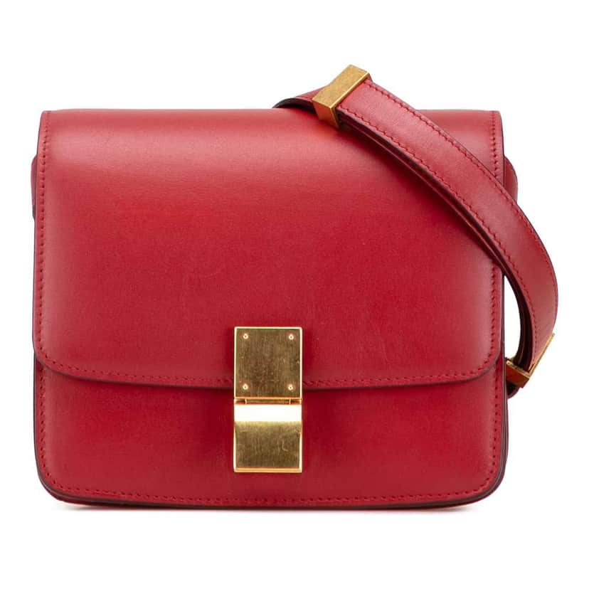Celine Small Calfskin Classic Box Red Leather Good condition - Front View