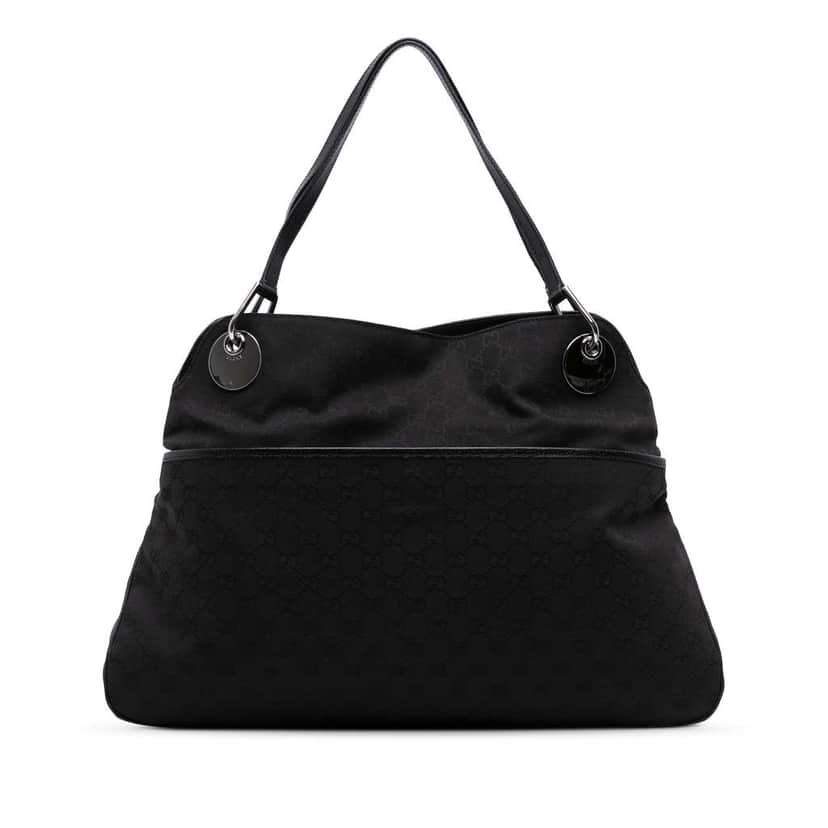 Gucci GG Canvas Eclipse Shoulder Bag Black Canvas Good condition - Front View