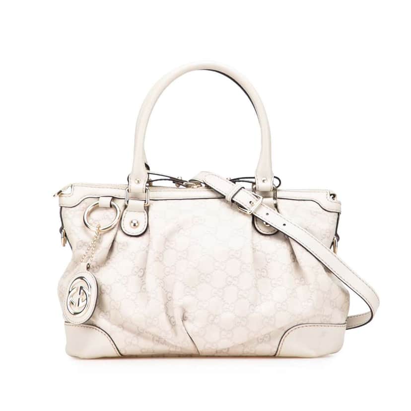Gucci Guccissima Sukey Satchel White Leather Good condition - Front View