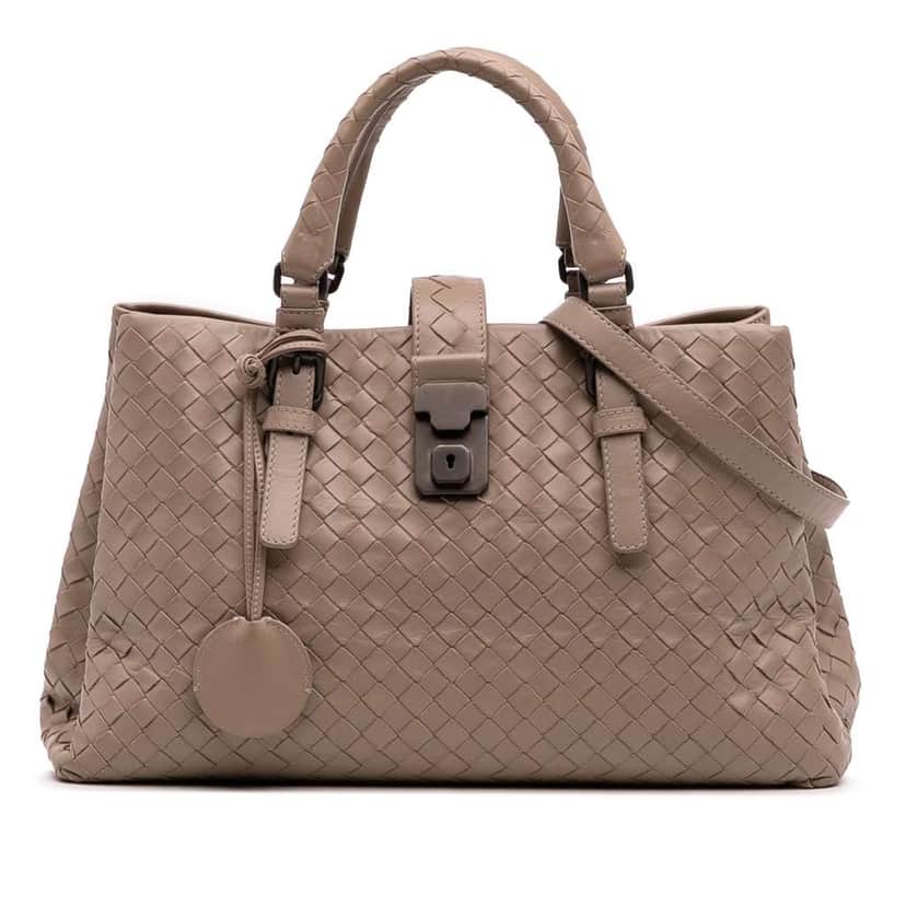 Bottega Veneta Small Nappa Intrecciato Roma Satchel Brown Leather Good condition - Front View