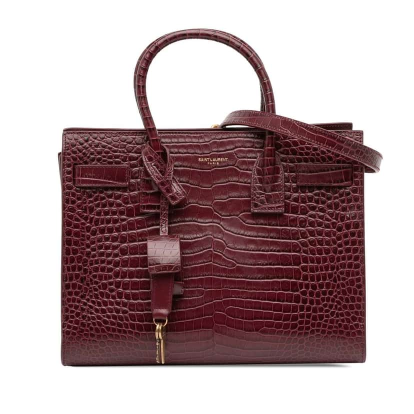 Saint Laurent Baby Embossed Leather Sac De Jour Satchel Red Leather Good condition - Front View