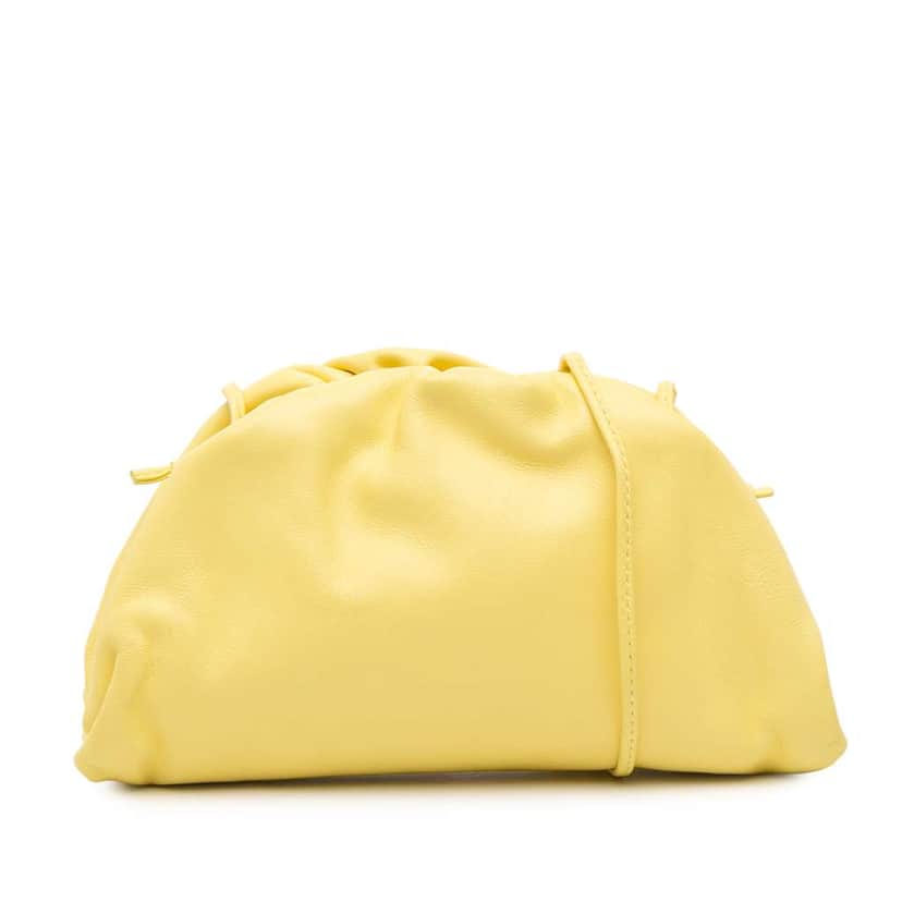 Bottega Veneta Lambskin The Mini Pouch Crossbody Yellow Leather Good condition - Front View