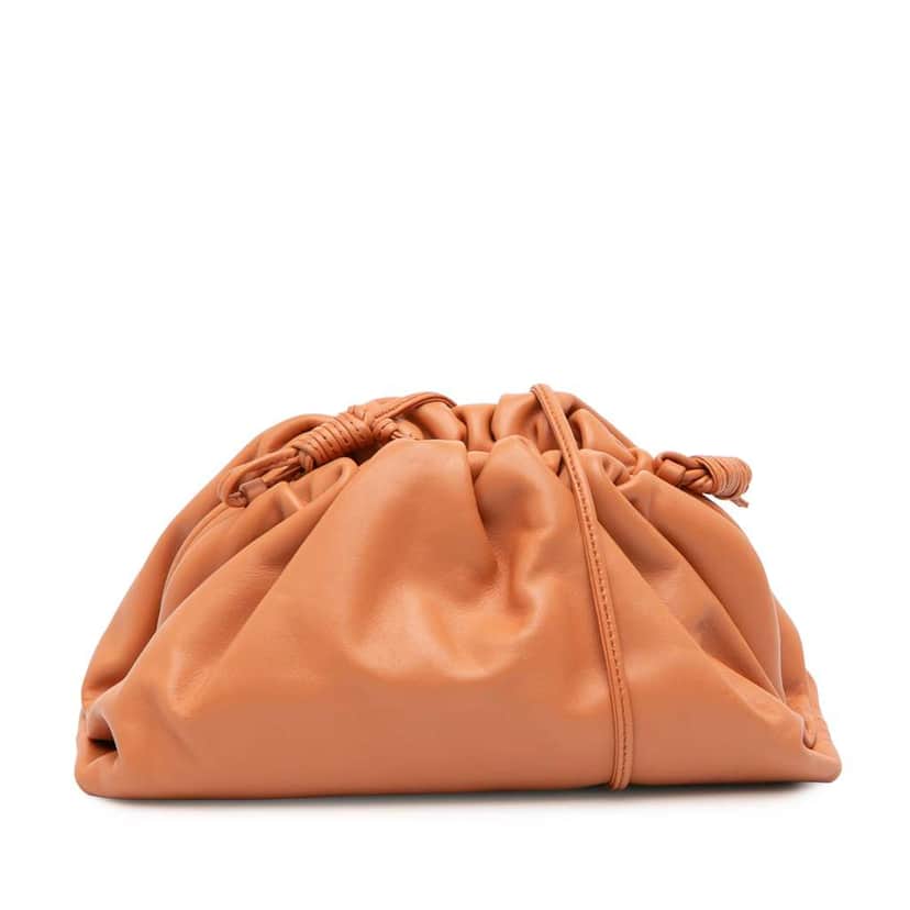 Bottega Veneta Lambskin The Mini Pouch Crossbody Brown Leather Good condition - Front View