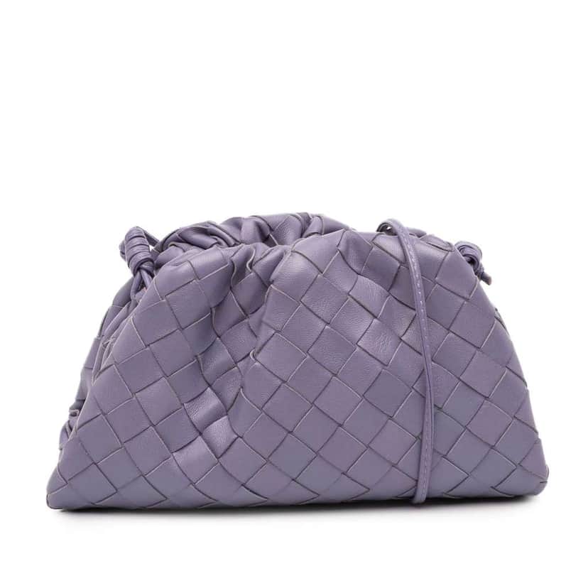 Bottega Veneta Nappa Intrecciato The Mini Pouch Crossbody Purple Leather Good condition - Front View
