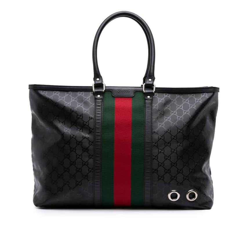 Gucci Large GG Imprime Web 500 Tote Black Canvas Good condition - Front View