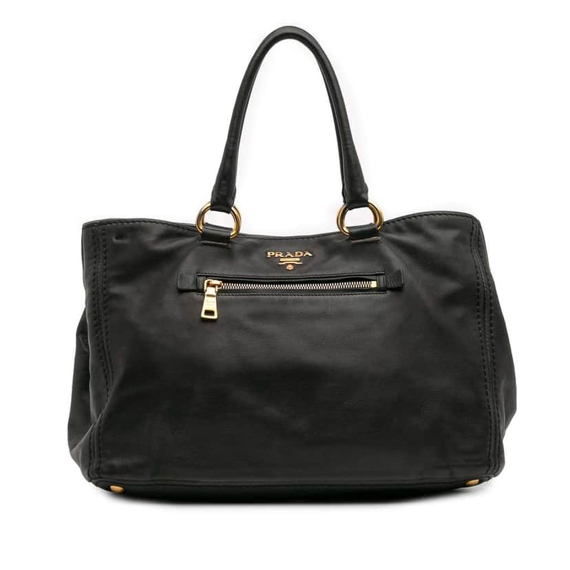 Prada Soft Calf Satchel Black Leather Good condition - Front View