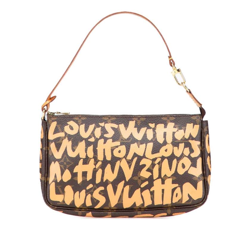 Louis Vuitton Stephen Sprouse Monogram Graffiti Pochette Accessoires Brown Canvas Good condition - Front View