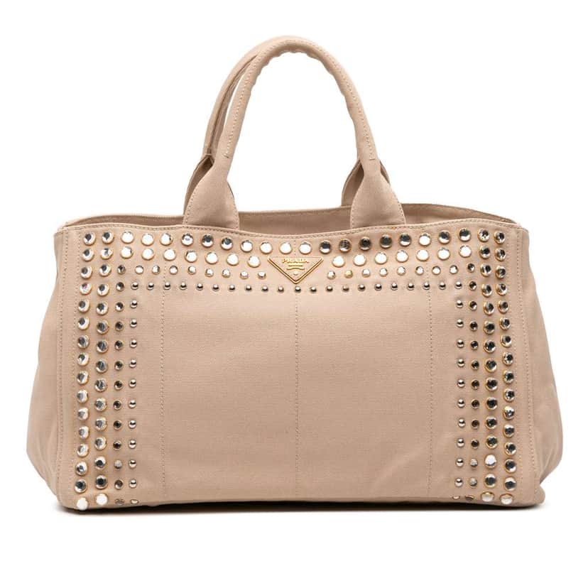 Prada Large Canvas Canapa Bijoux Satchel Brown Canvas Good condition - Front View