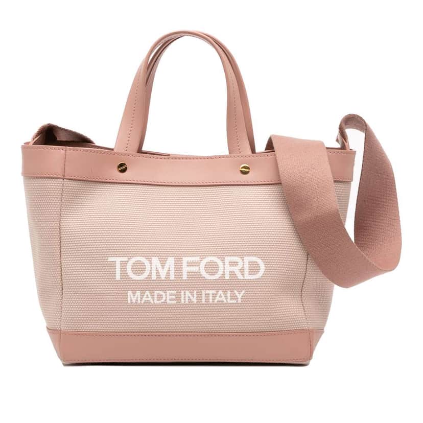 Tom Ford Mini Canvas T Screw Tote Brown Canvas Good condition - Front View