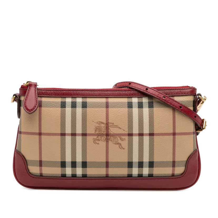Burberry Haymarket Check Coated Canvas Peyton Crossbody Brown Canvas Good condition - Front View