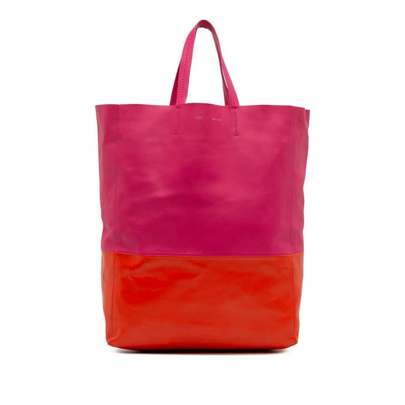 Celine Bicolor Leather Vertical Cabas Tote Pink Leather Good condition - Front View