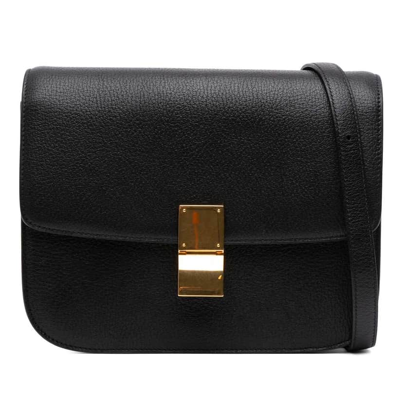Celine Medium Calfskin Classic Box Black Leather Good condition - Front View