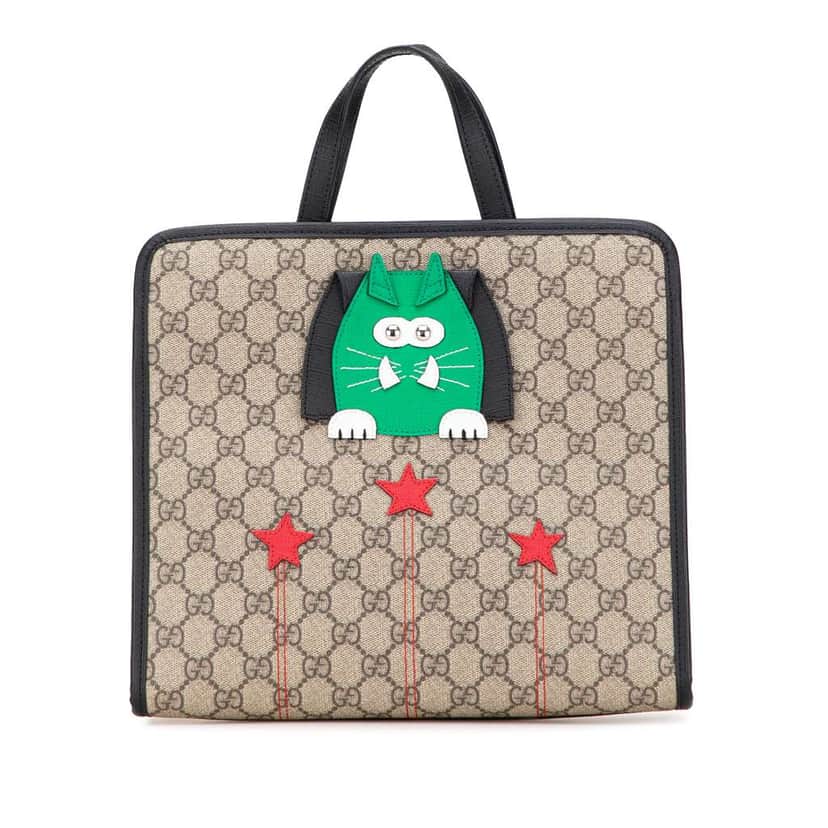 Gucci Childrens GG Supreme Cat Tote Brown Canvas Good condition - Front View