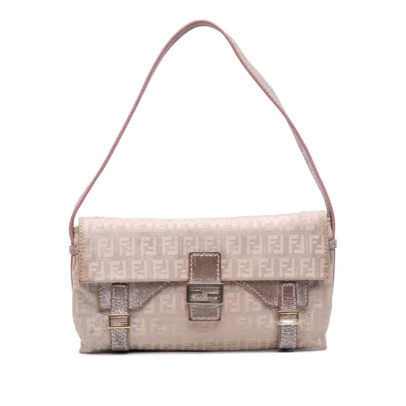 Fendi Zucchino Canvas Sweety Handbag Silver Canvas Good condition - Front View
