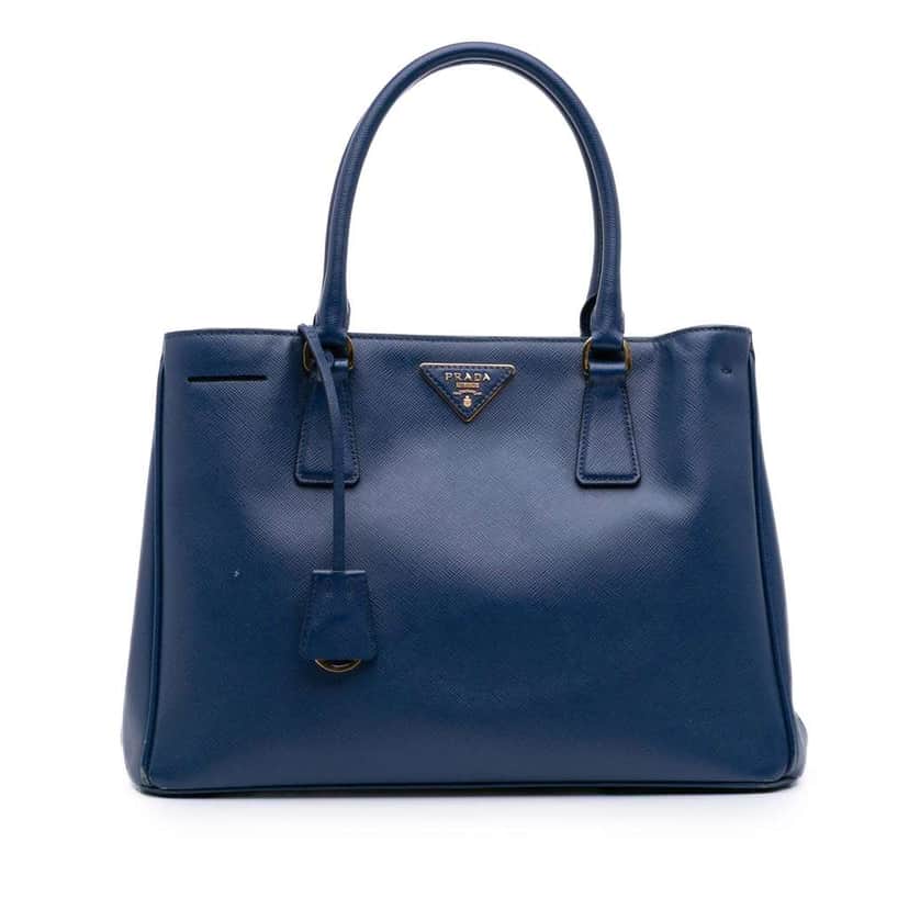 Prada Medium Saffiano Lux Galleria Satchel Blue Leather Good condition - Front View