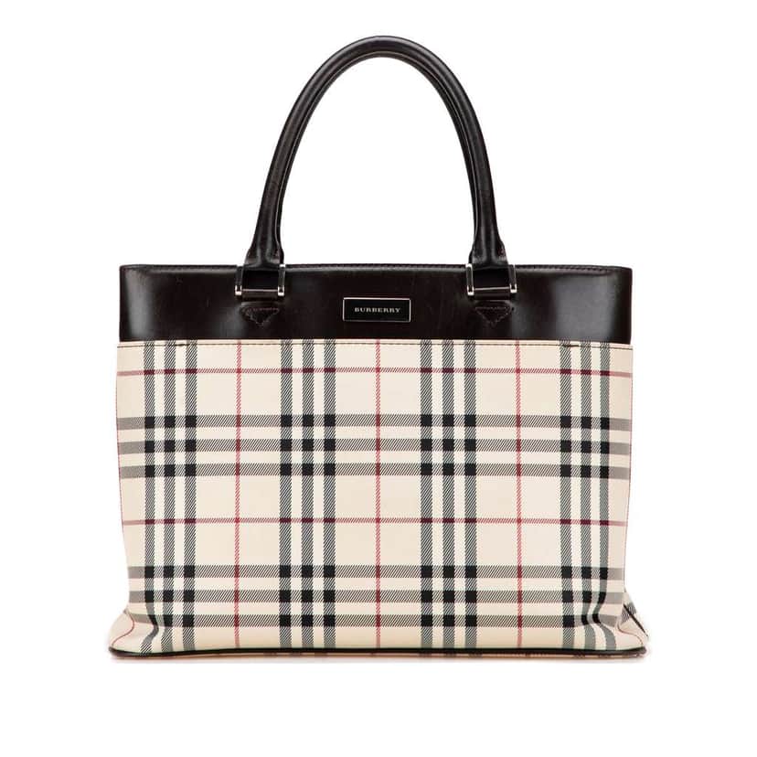Burberry House Check Canvas Tote Brown Canvas Good condition - Front View