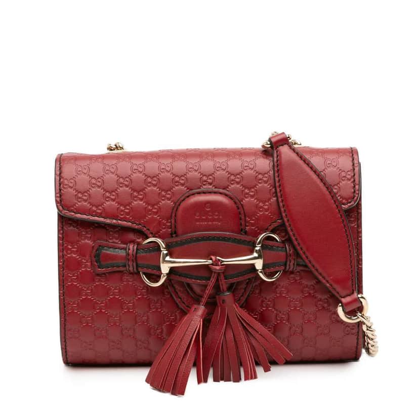 Gucci Mini Microguccissima Emily Crossbody Red Leather Good condition - Front View