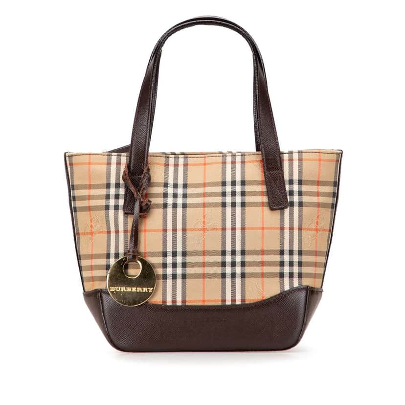 Burberry Haymarket Check Canvas Handbag Brown Canvas Good condition - Front View