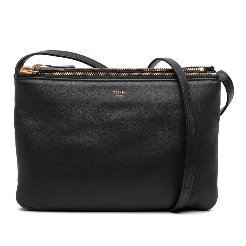 Celine Small Lambskin Trio Crossbody Black Leather Good condition - Front View