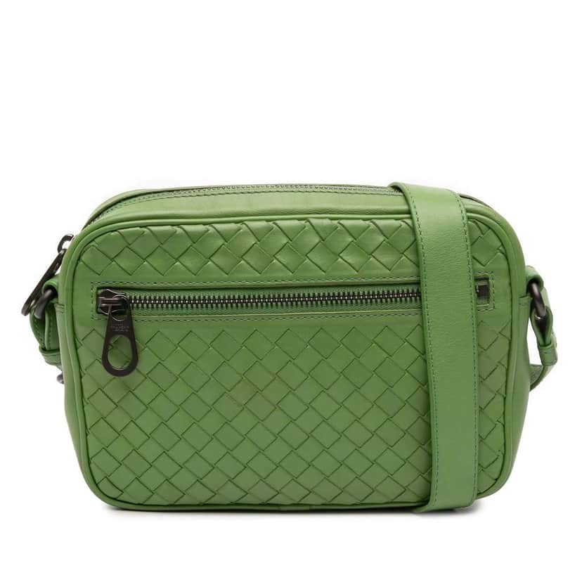 Bottega Veneta Nappa Intrecciato Crossbody Green Leather Good condition - Front View