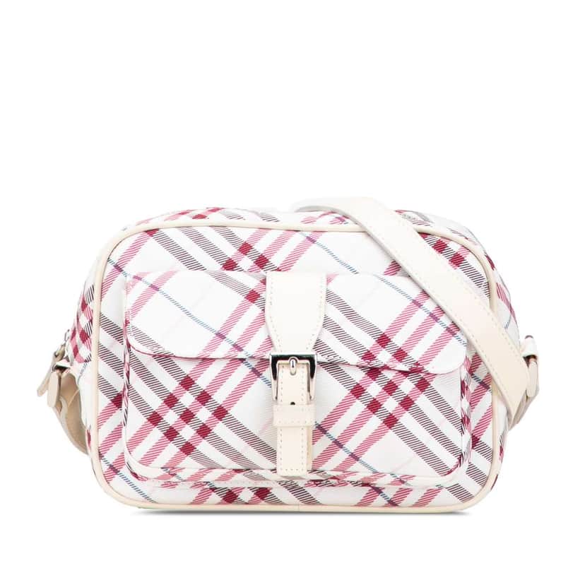 Burberry Nova Check Canvas Crossbody White Canvas Good condition - Front View