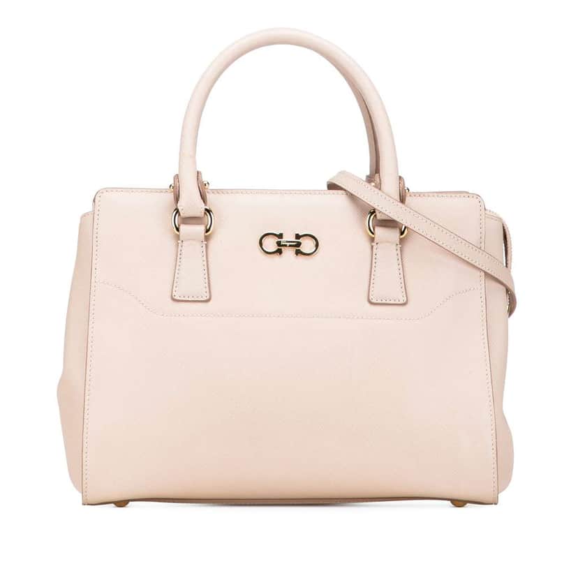 Salvatore Ferragamo Medium Leather Gancini Beky Satchel Brown Leather Good condition - Front View