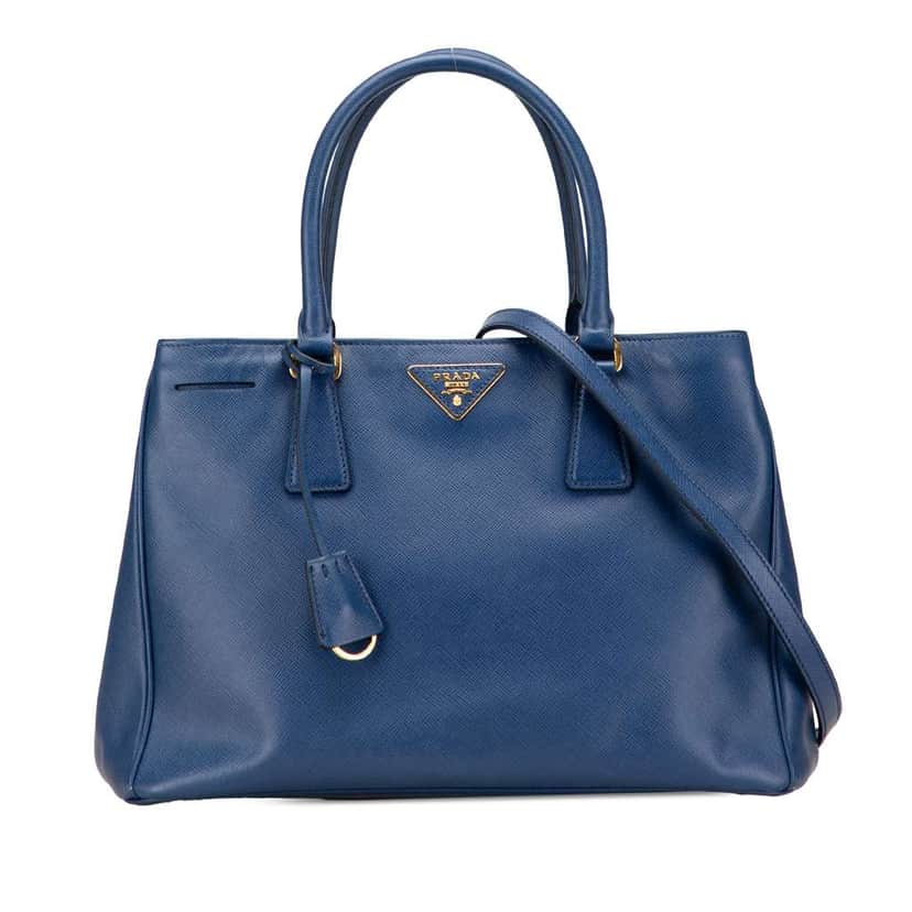 Prada Medium Saffiano Lux Galleria Satchel Blue Leather Good condition - Front View