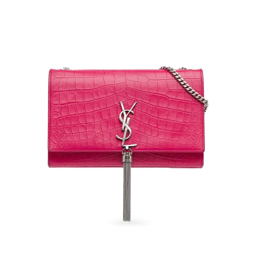 Saint Laurent Medium Embossed Kate Tassel Crossbody Pink Leather Good condition - Front View