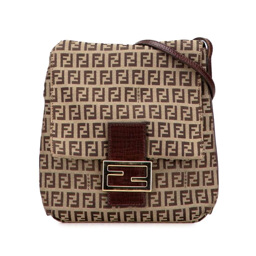 Fendi Zucchino Canvas Crossbody Brown Canvas Good condition - Front View